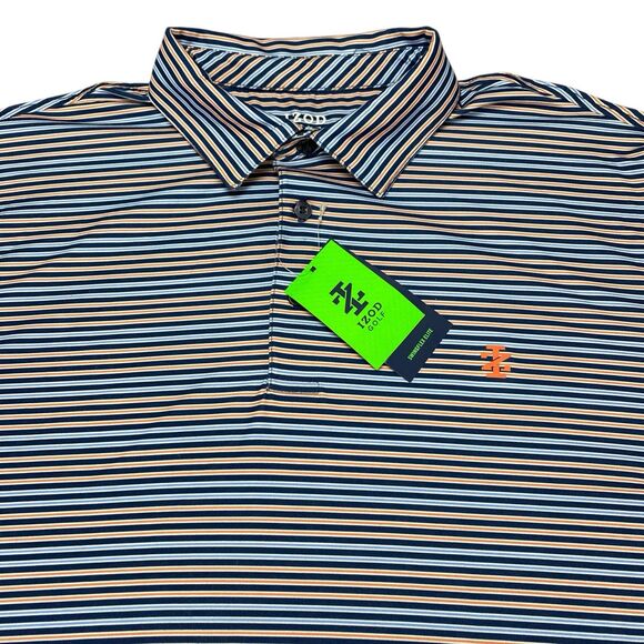 IZOD Mens Polo Golf Shirt-Swingflex-Size XL Striped NWT - Picture 2 of 12